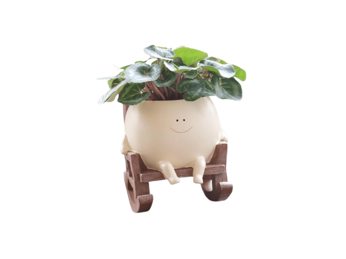 Smiley Face Rocking Chair Planter
