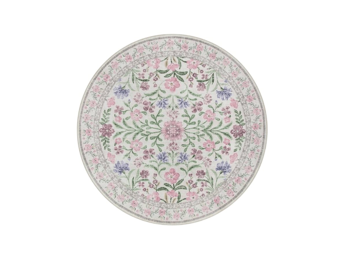 Wonnitar Floral Washable Round Rug